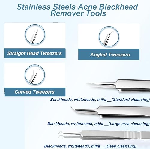 Miniatura 5 de Kit de extracción de herramientas de eliminación de puntos negros de acero inoxidable de grado médico, removedor profesional de puntos negros,