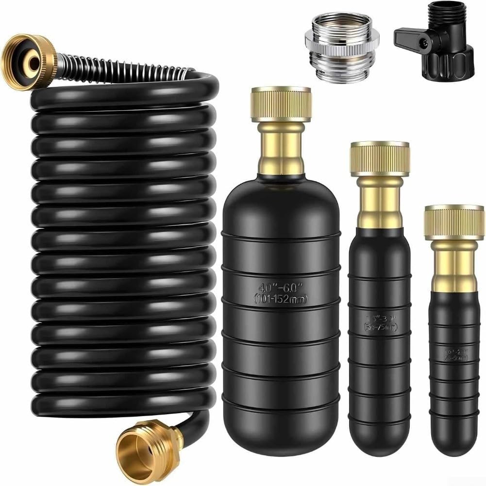 Sacca per la pulizia dello scarico, kit di 3 tubi di scarico in gomma, potente pulitore a pressione dell'acqua per la pulizia di tubi da 1 a 6 pollici per lavello (nero)