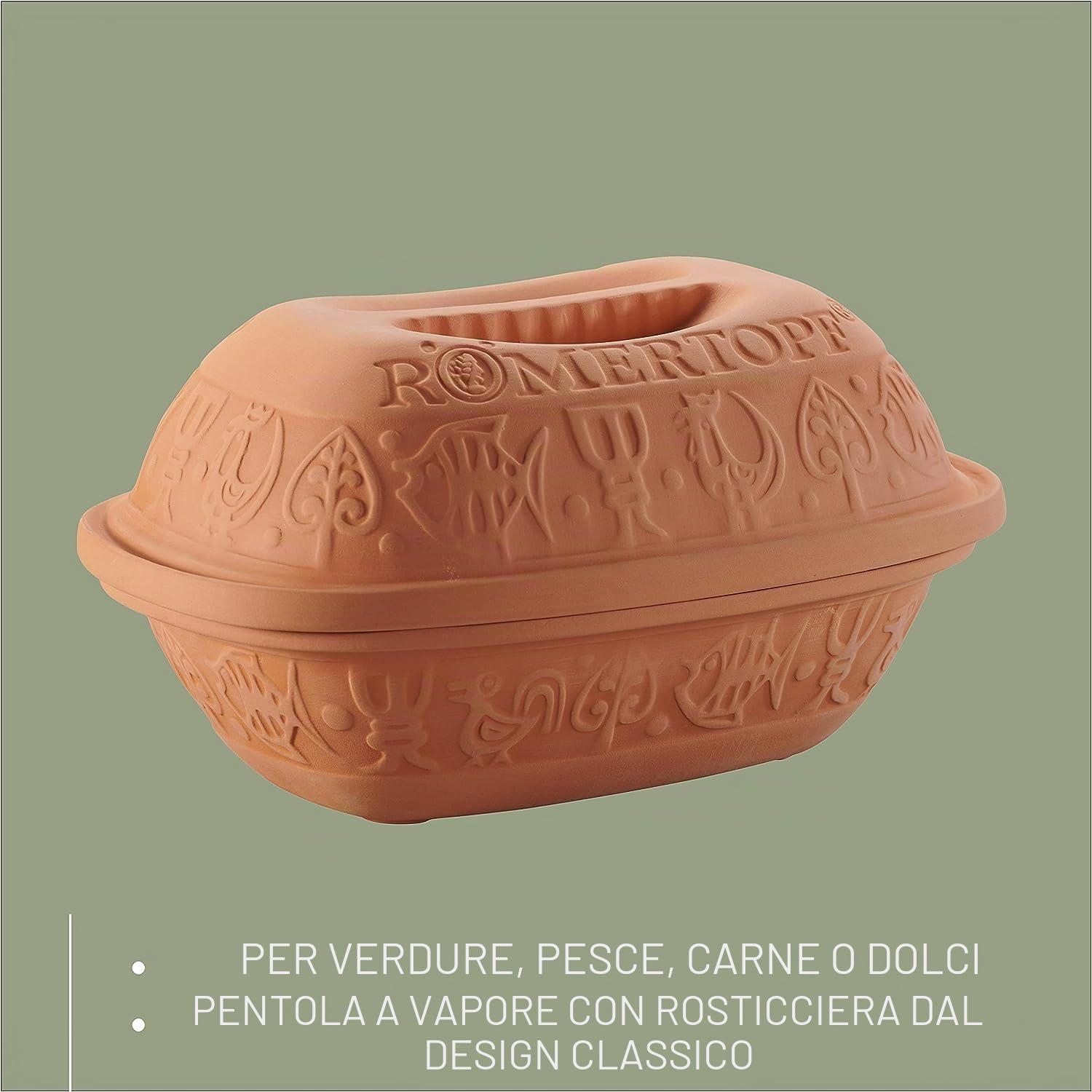 Römertopf Pentola in Terracotta 1,5 L con Coperchio, Rosso