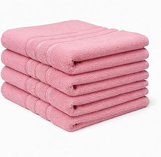 Pink Bath Towels 27x54 – Pack of 4 | Soft, Quick-Dry and Highly Absorben...