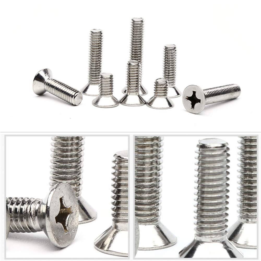 220Pcs #6-32 UNC Stainless Steel Phillips Flat Head Countersunk Machine Screws Nuts Assortment Kit- #6-32x 3/16" 1/4" 5/16" 3/8" 1/2" 5/8" 3/4" 7/8" 1"