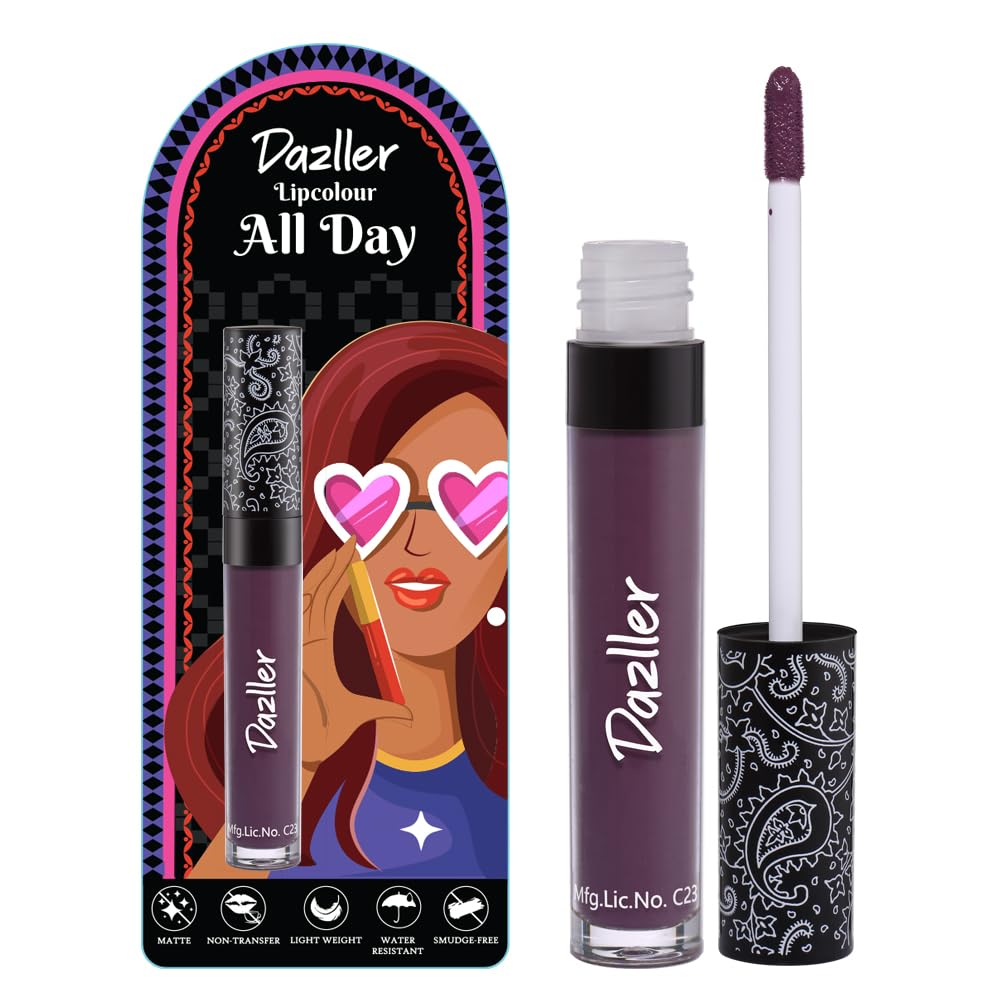 Dazller All Day Lipcolour,5g, DLC005-Darkcherry, Ultra intense matte,Smudge-proof, Non-transfer,Lightweight,up to 8-hr Stay
