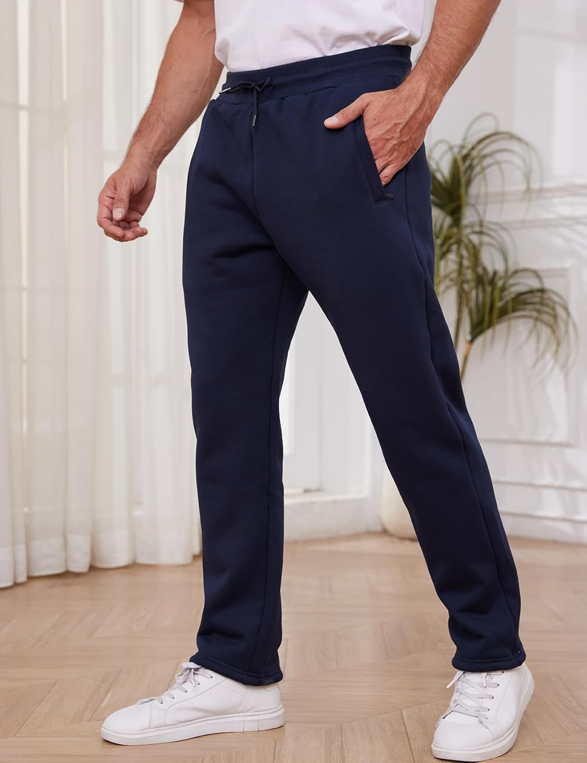 Gihuo Men's Winter Warm Fleece Pants Sherpa Fleece Lined Jogger Pants Sweatpants - Image 3