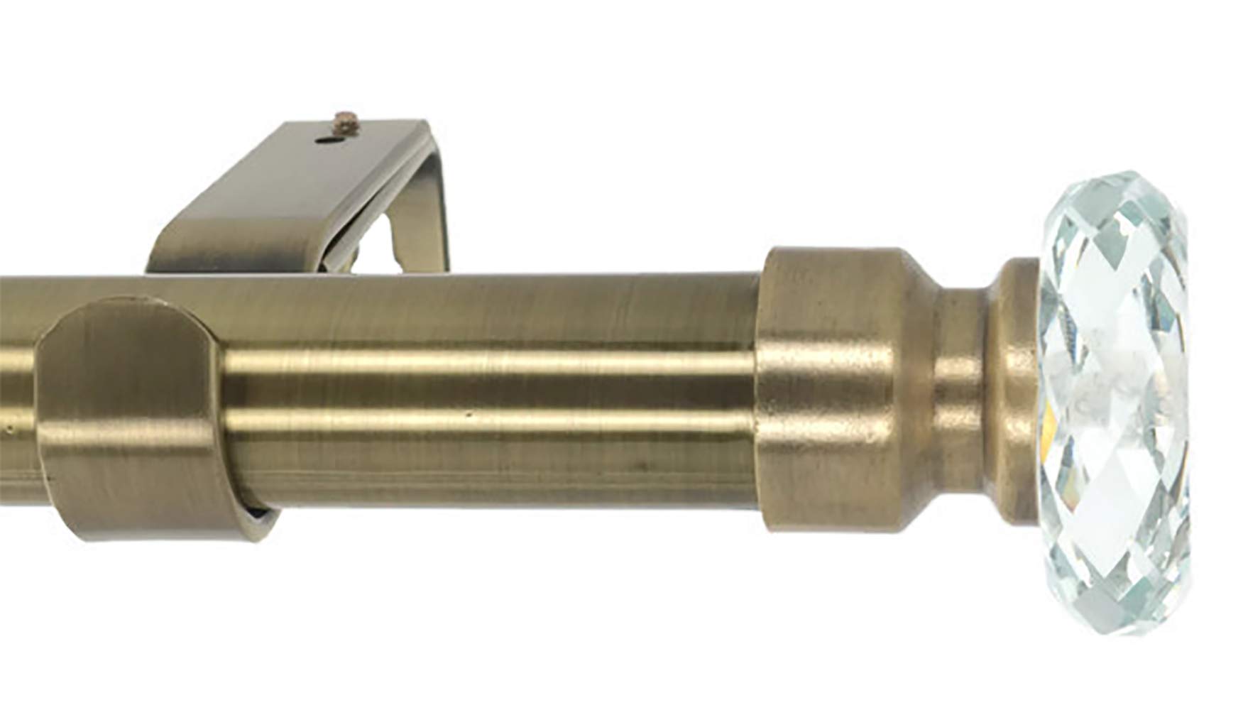 Meriville 1-Inch Diameter Window Treatment Curtain Rod, Cut Crystal Finial, 84-inch to 120-inch Adjustable, Antique Brass