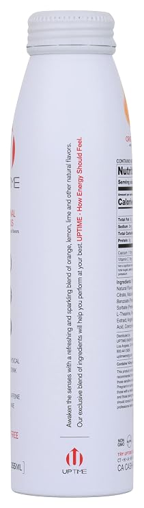 Uptime Original Citrus Energy Drink, with Other Natural Flavors, Natural Caffeine, Sugar Free, Vegan, Gluten Free & Non-GMO, 12 Fluid Ounce (Pack of 12)