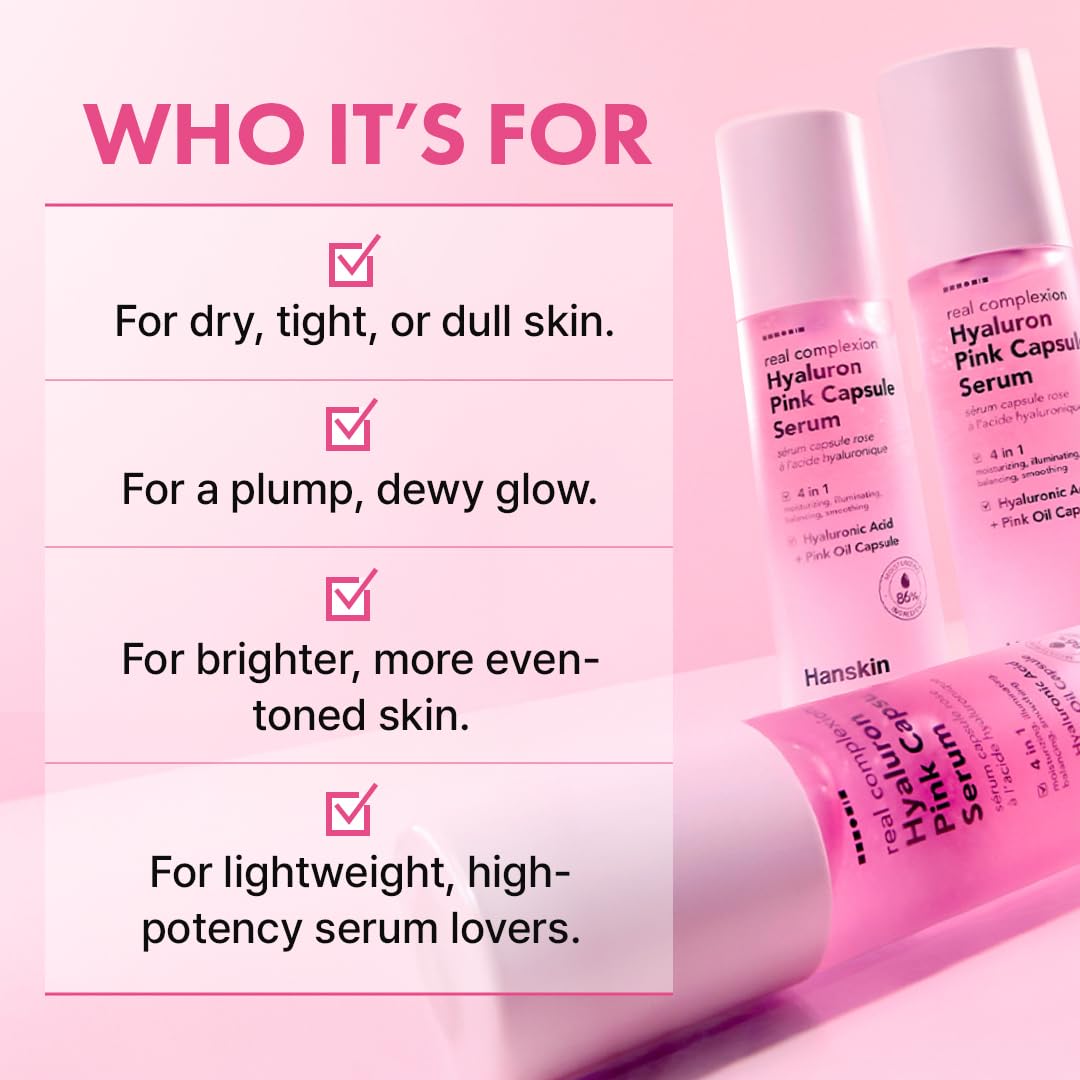 Hanskin Hyaluron Pink Capsule Serum – 6-Layer Hyaluronic Acid for Deep Hydration, Glass Skin Glow & Pink Radiance | Vitamin B12 Barrier Support, Moisturizing & Brightening Korean Serum | 1.69 fl oz - Image 7