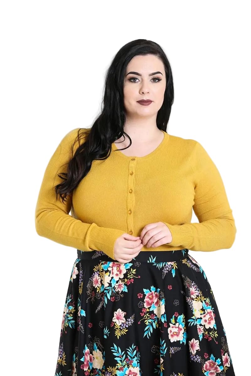 Hell Bunny Women's Cropped Cardigan Mustard S