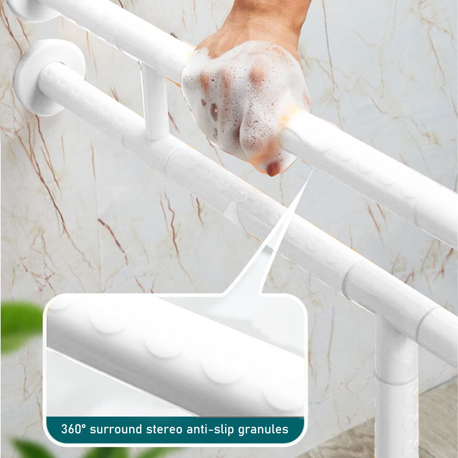 Barra Abatible Baño Minusvalido, Barra de Apoyo Para Baño Agarre Inodoro Barras Asidero, Pasamanos Barandilla Baño WC, 150KG Asas de Ducha Antideslizantes Handicap pasamanos de Baño Apoyabrazos