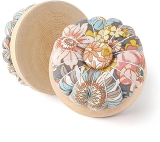 1Pcs Pumpkin Pin Cushion with Magnetic, Wooden Base Cute Needle Pincushions Japanese Style Pin Cushions Needle Holders for Sewing Quilting Accessory or DIY Crafts.Floral 06
