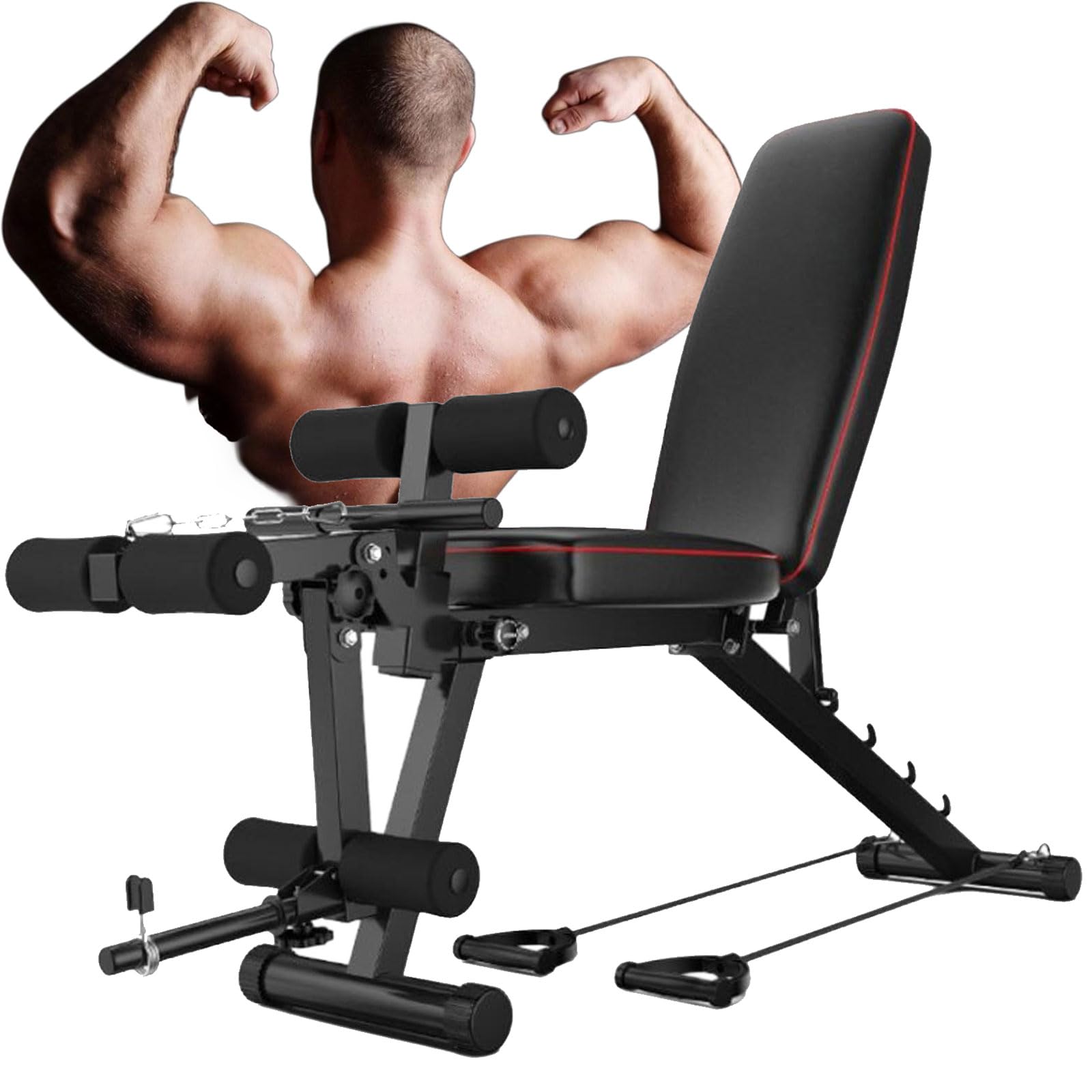 Banco Musculación Acolchado, Banco de Gimnasio, Banco Pesas Multifuncional, Banco De Abdominales, Press Banca, Almohadillas Antideslizantes, Entrenamiento Cuerpo Completo