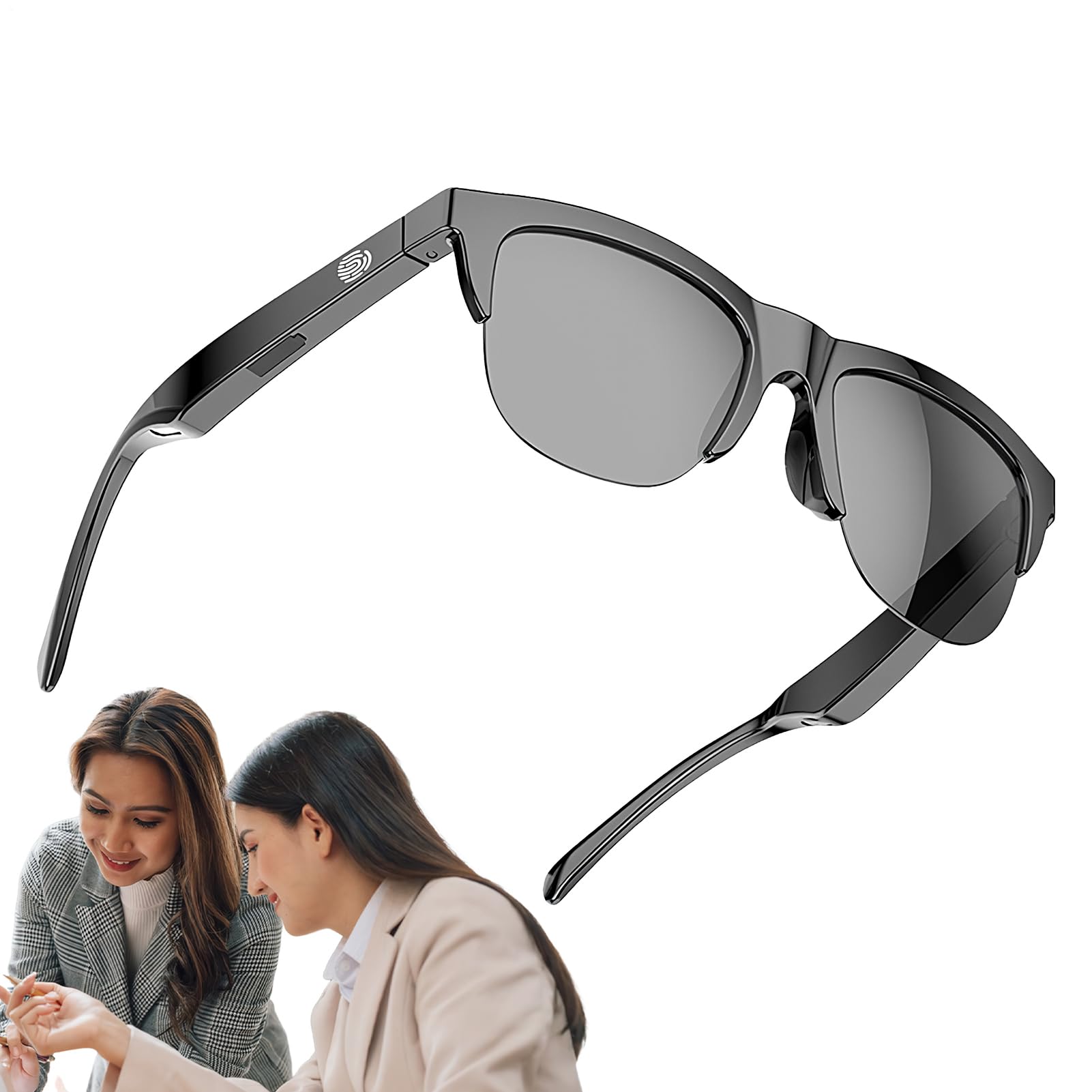Smart Translator Glasses - AR Language portable Traduction des lunettes | Lunettes de sous-titres en temps réel, dispositif d'interprète vocal, lunettes AI pour la communication multilingue, les voyag