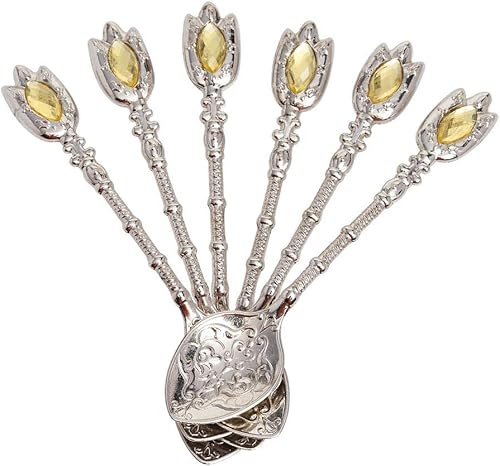 Miniatura 4 de Alisveristime Zamzam de té turco hecho a mano Juego de servir vasos platillo, bandeja y cuchara (plata)