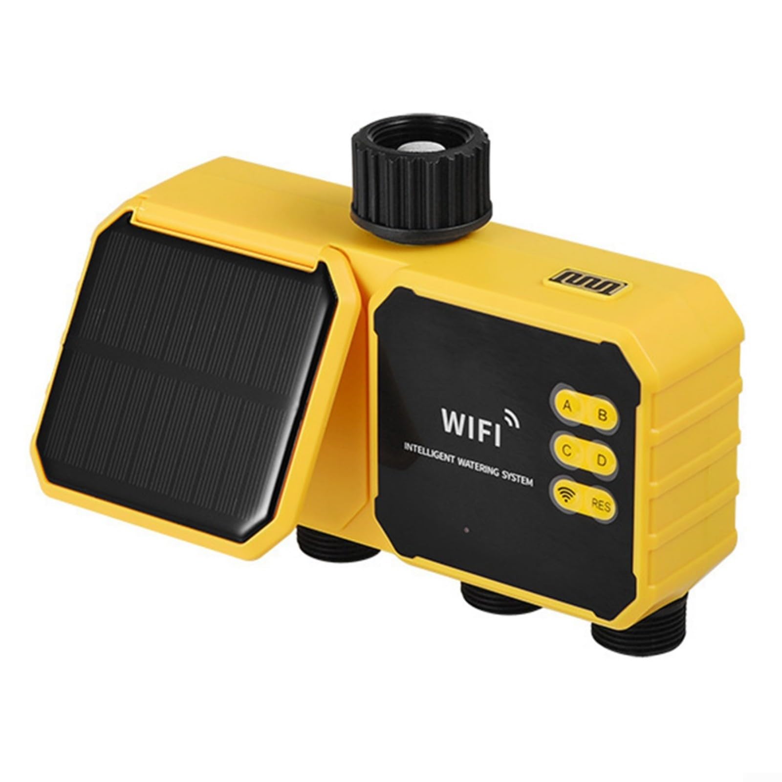 Timer di irrigazione solare con 4 canali indipendenti, regolatore automatico di irrigazione a goccia, IPX5 impermeabile programmabile dispositivo di irrigazione delle piante con USB - Backup