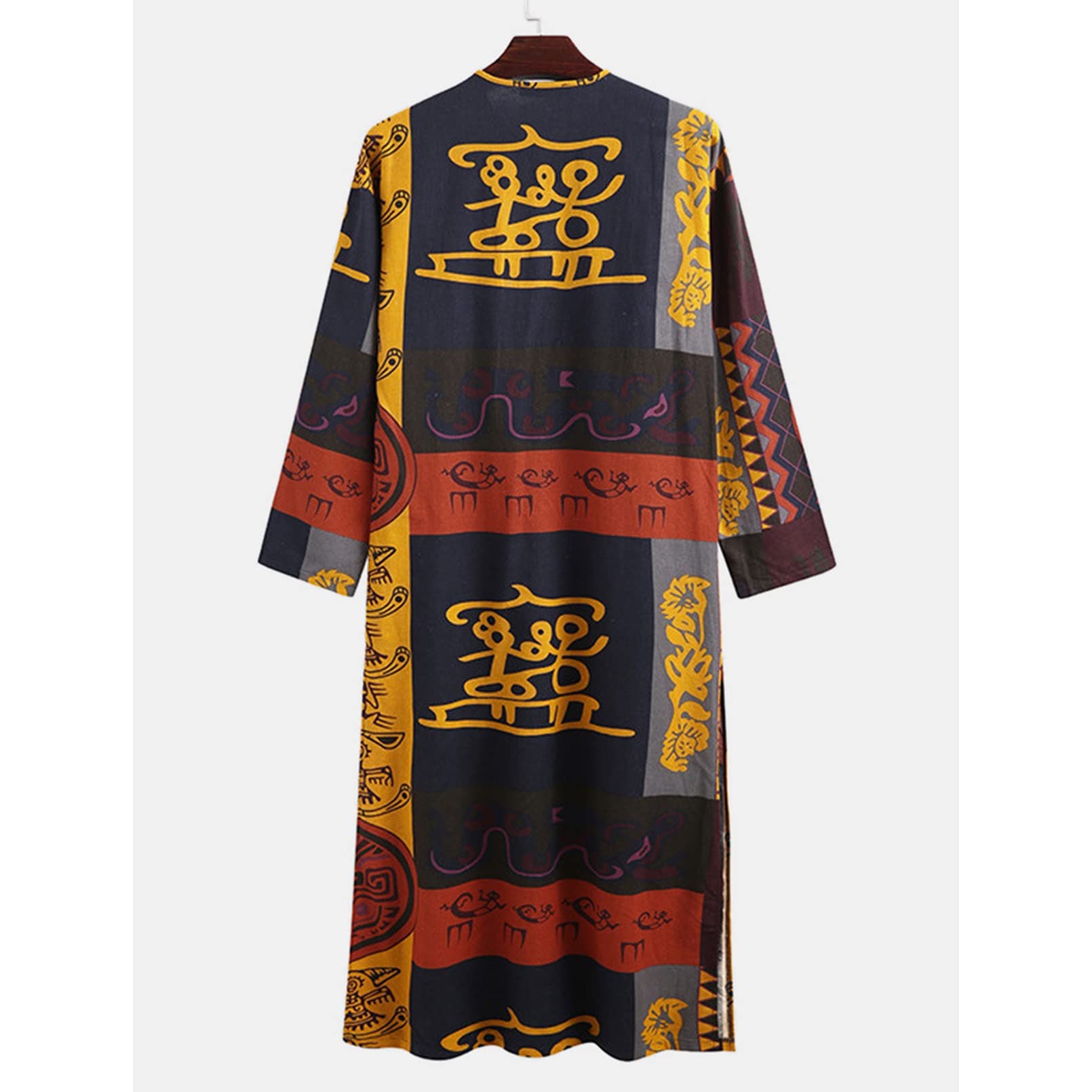 Hommes Chemise De Nuit À Manches Longues Imprimé Vêtement De Détente avec Poche Funky Casual T-Shirt Lâche Pyjama Être Facile À Mettre Et À Enlever
