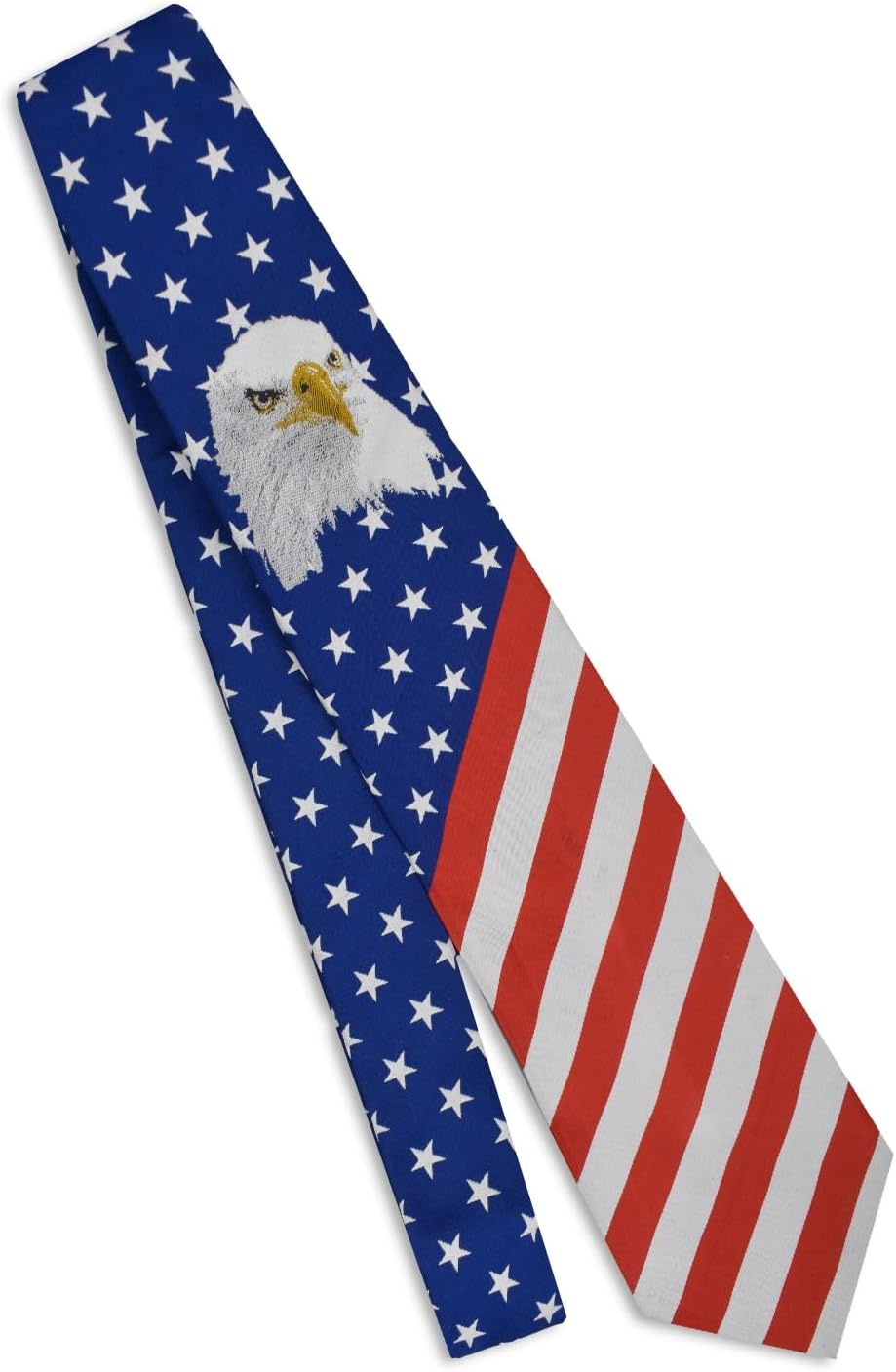Generic American Flag Patriotic Tie with Bald Eagle Design - Men's Woven USA Flag Necktie for Independence Day, Memorial Day, and Patriotic Events. Show Your Love for the USA, White, Blue, Red