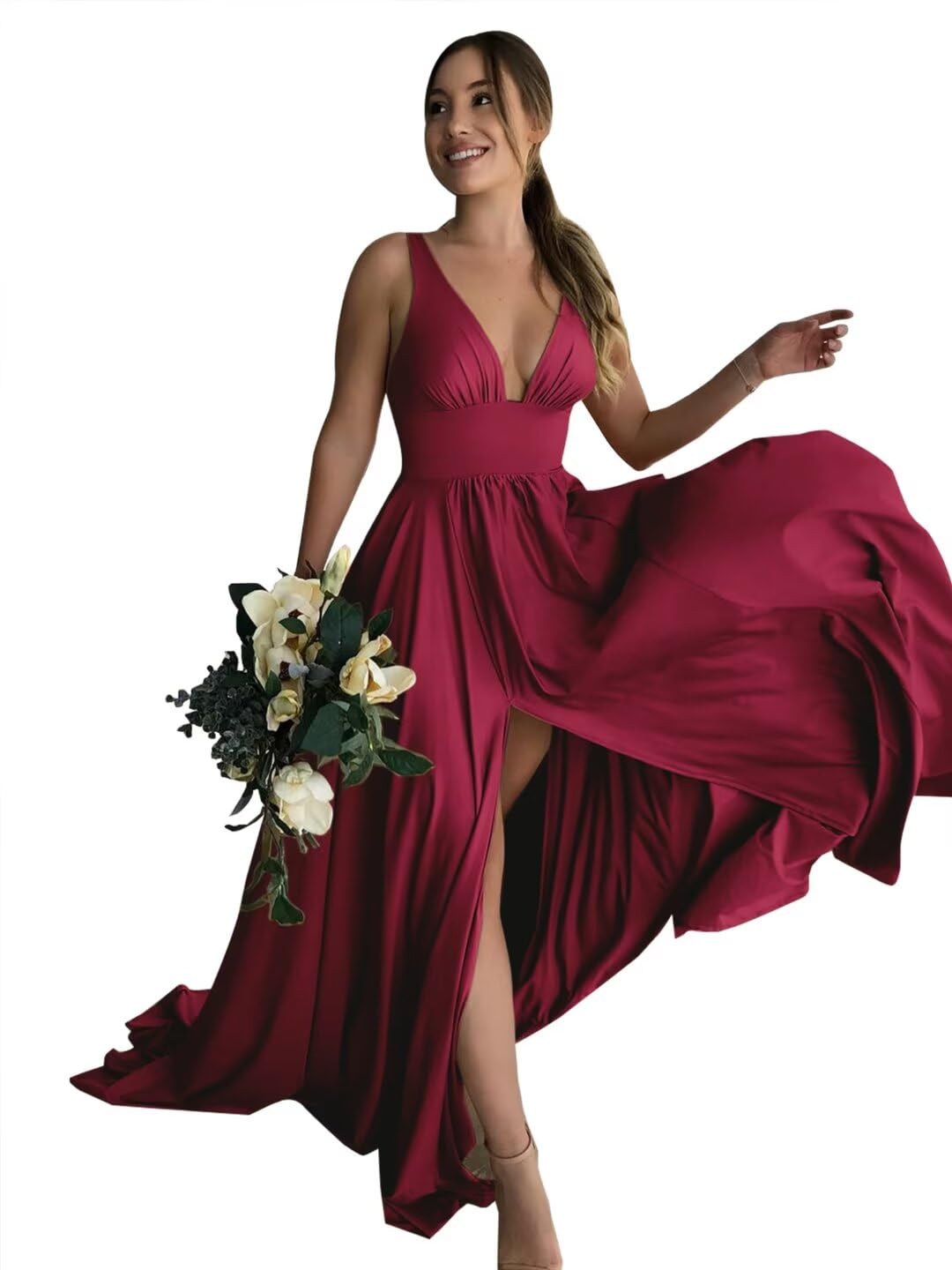BABYONLINE D.R.E.S.S. Robe Soiree Chic Mariage Fete Cocktail Femme élastique avec Fente Longue Maxi Dos Nu Sexy