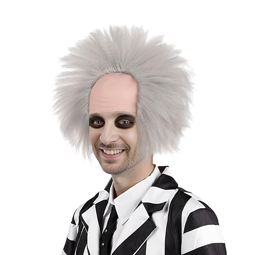 MUPUL Betelgeuse Cosplay corto esponjoso ondulado payaso calvo peluca para fiesta de Halloween disfraz pelucas para adultos