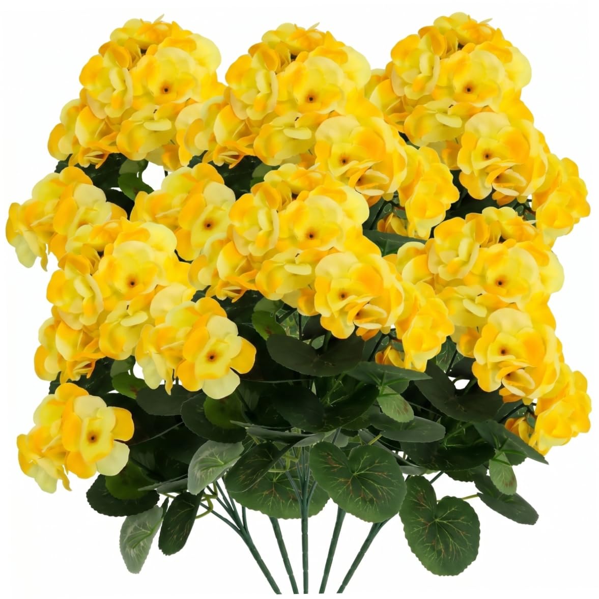 Artificial Begonias for Outdoors 5PCS Yellow, UV Resistant Realistic Faux Flowers 14.17x7.87in Home Commercial Decor Artificial Begonias for Outdoors, 5PCS UV Resistant Yellow Flowers, Realistic