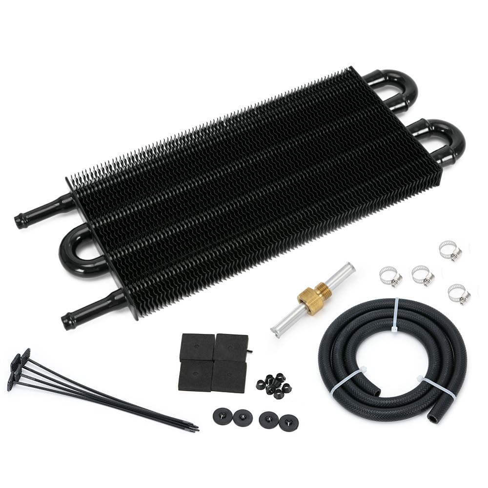 Universal 5/16" Transmission Oil Cooler Kit Aluminium alloy 4 Pass Tube & Fin Black
