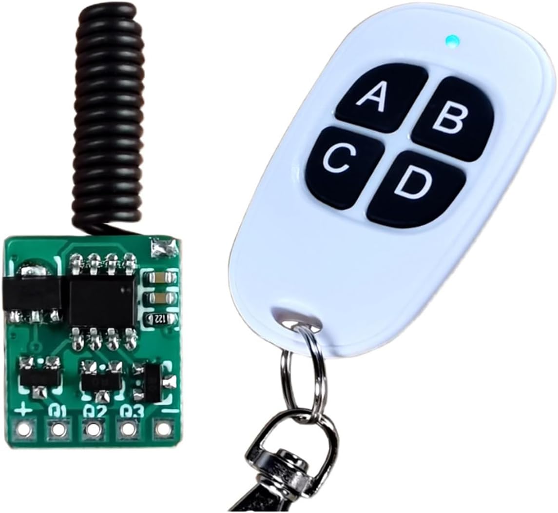 3 Channels Mini Remote Control Switch Module Low Power Consumption 3.7v 4.5v 6V 12V Battery Power Light Wireless Remote Control Small and Micro/MOS Switch (one Remote)