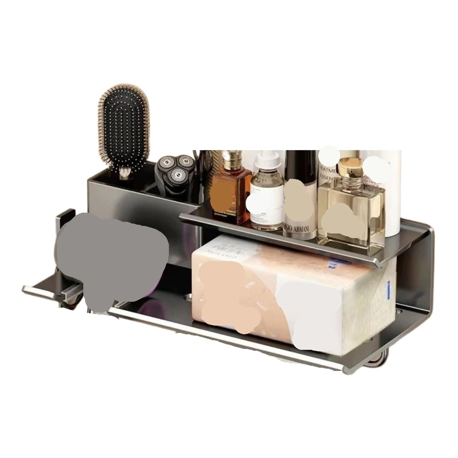 Estante for secador de Pelo for baño, for montado en la Pared, Peine, Estante Almacenamiento Multifuncional, estantes for para Secador de Pelo(Black)