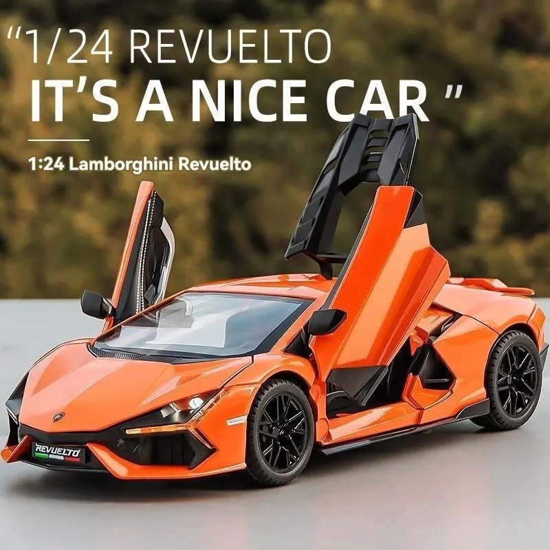 Image of 1:24 New Lamborghini Revuelto Toy Car Diecast Metal Pull Back Car - 4 Openable Doors with Sound & Light | Luxury Toy Car & Gift for Kids 【Colors as Per Stock】