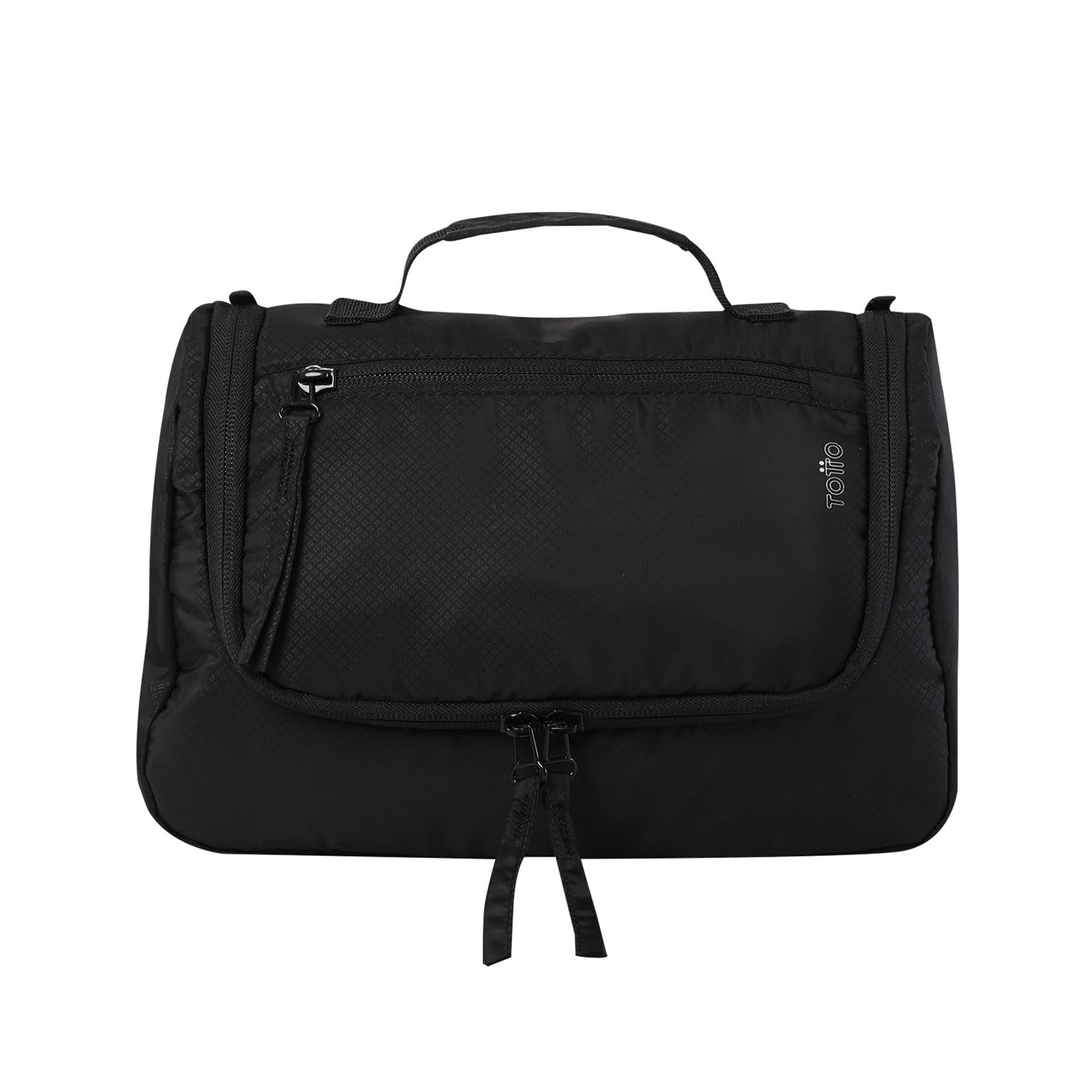 TOTTO - Neceser Viaje Colgante, Modelo Viajero 2.0, Organizador Maquillaje, Bolsa Aseo Viaje, Organizador en Malla Elástica para Botes, Bolsillo de Malla con Cremallera, Fácil de Limpiar, Color Negro