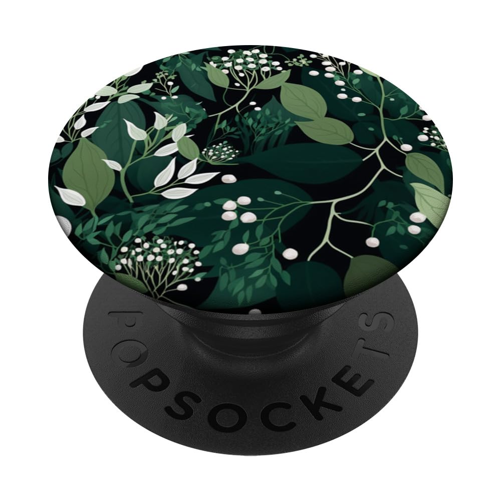 Elegant Jade Green Pattern And Dark Forest Green PopSockets Adhesive PopGrip - View #14