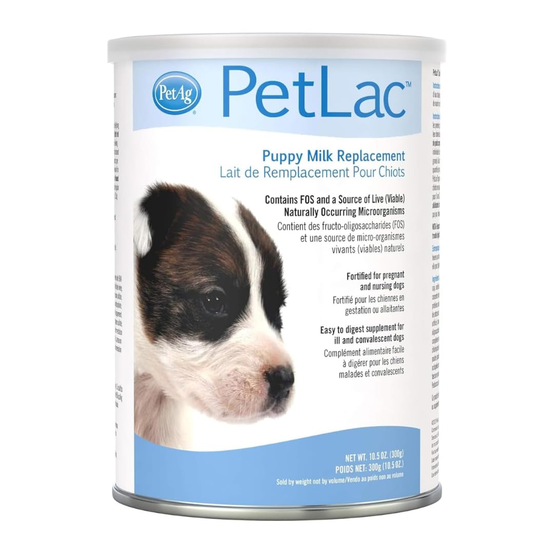 Pet-Ag PetLac Powder for Puppies - 10.5 oz, Pack of 2 - Puppy Milk Replacement Powder for Puppies Newborn to Six Weeks Old - Easy to Digest