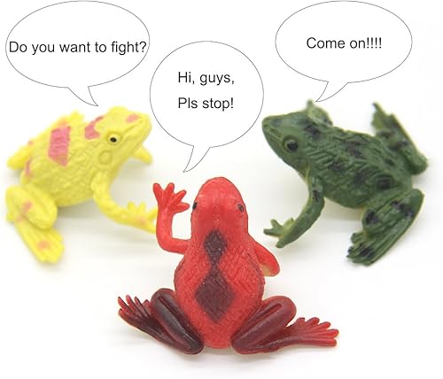 Miniatura 2 de Kvvdi 12 piezas de 1.4 pulgadas pequeñas ranas de dardo veneno de plástico colorido animales de la selva tropical juguetes de rana