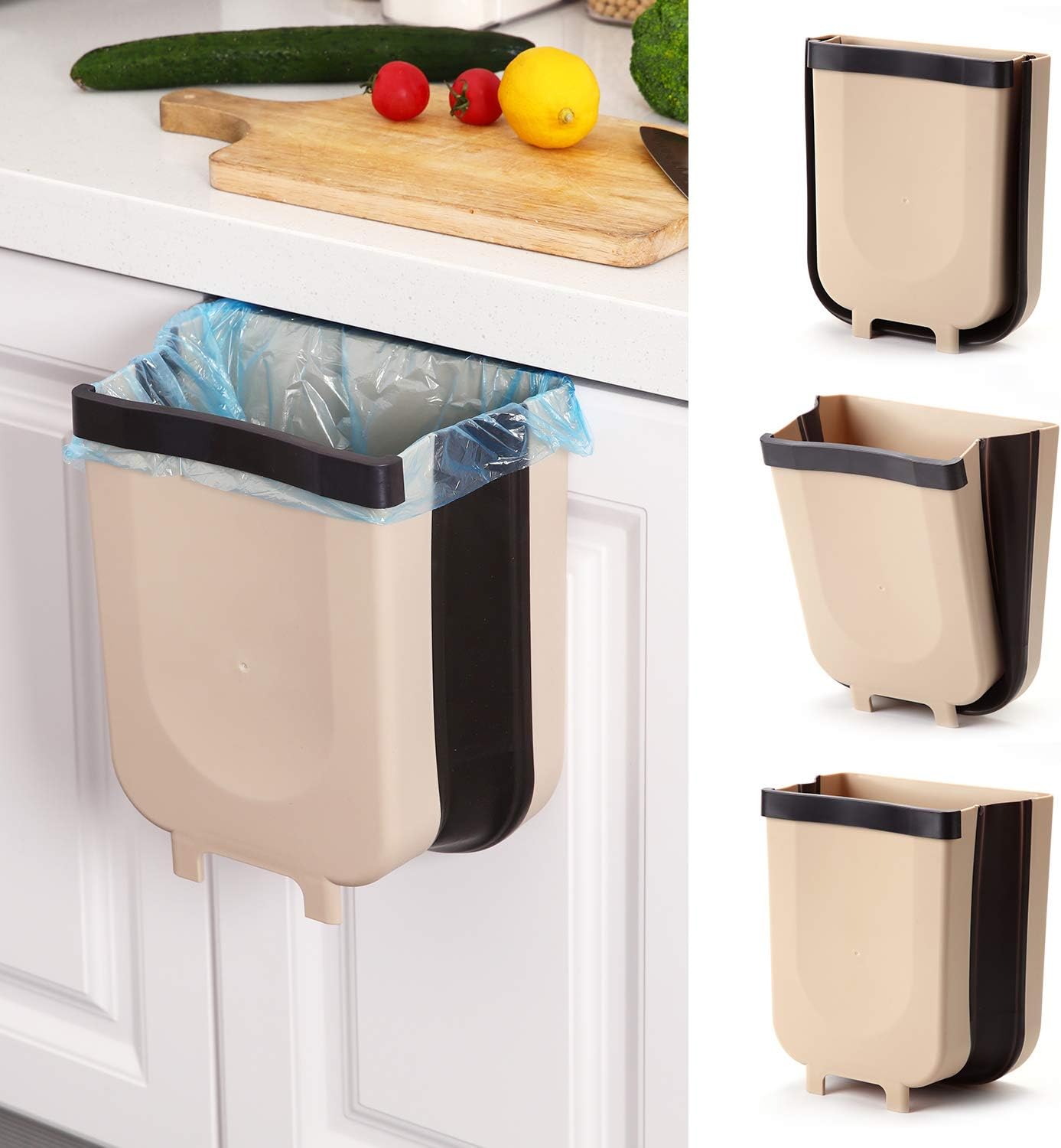 Home & Garden Wall Mounted Folding Waste Bin Kitchen Door Can