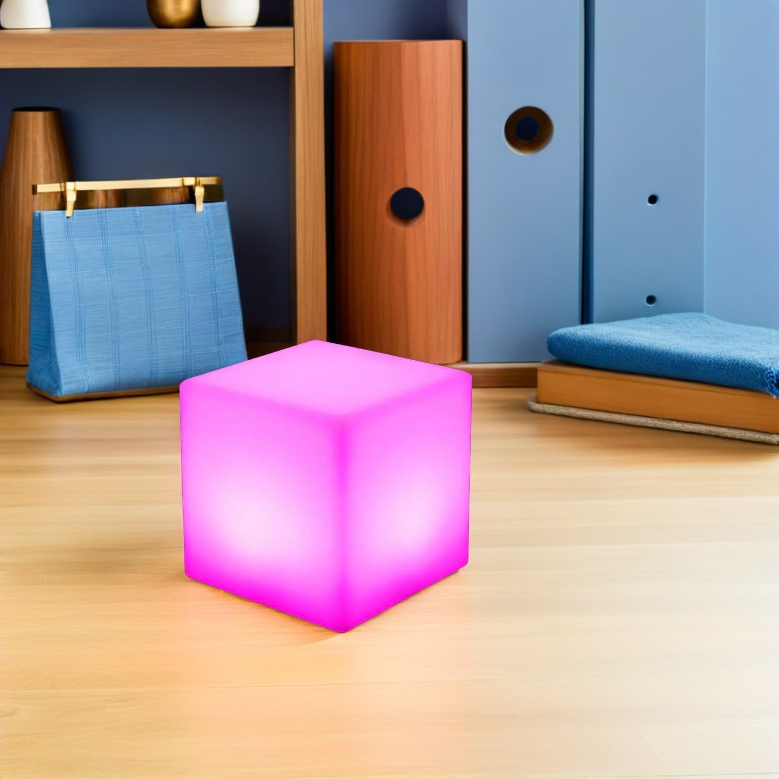 Holibanna LED Würfellampe 10cm Quadratisch aus Pe Material USB Aufladbar 16 Farben Vielseitige Außenleuchte und Dekorationslicht für Terrasse und Garten Zufällige Farbe