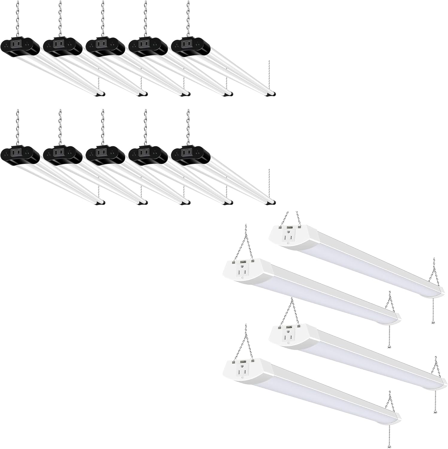 hykolity 5000K LED Shop Light Linkable, Daylight LED Ceiling Lights for Garages, Workshops, Basements, Hanging or FlushMount, Included Power Cord and Pull Chain,ETL