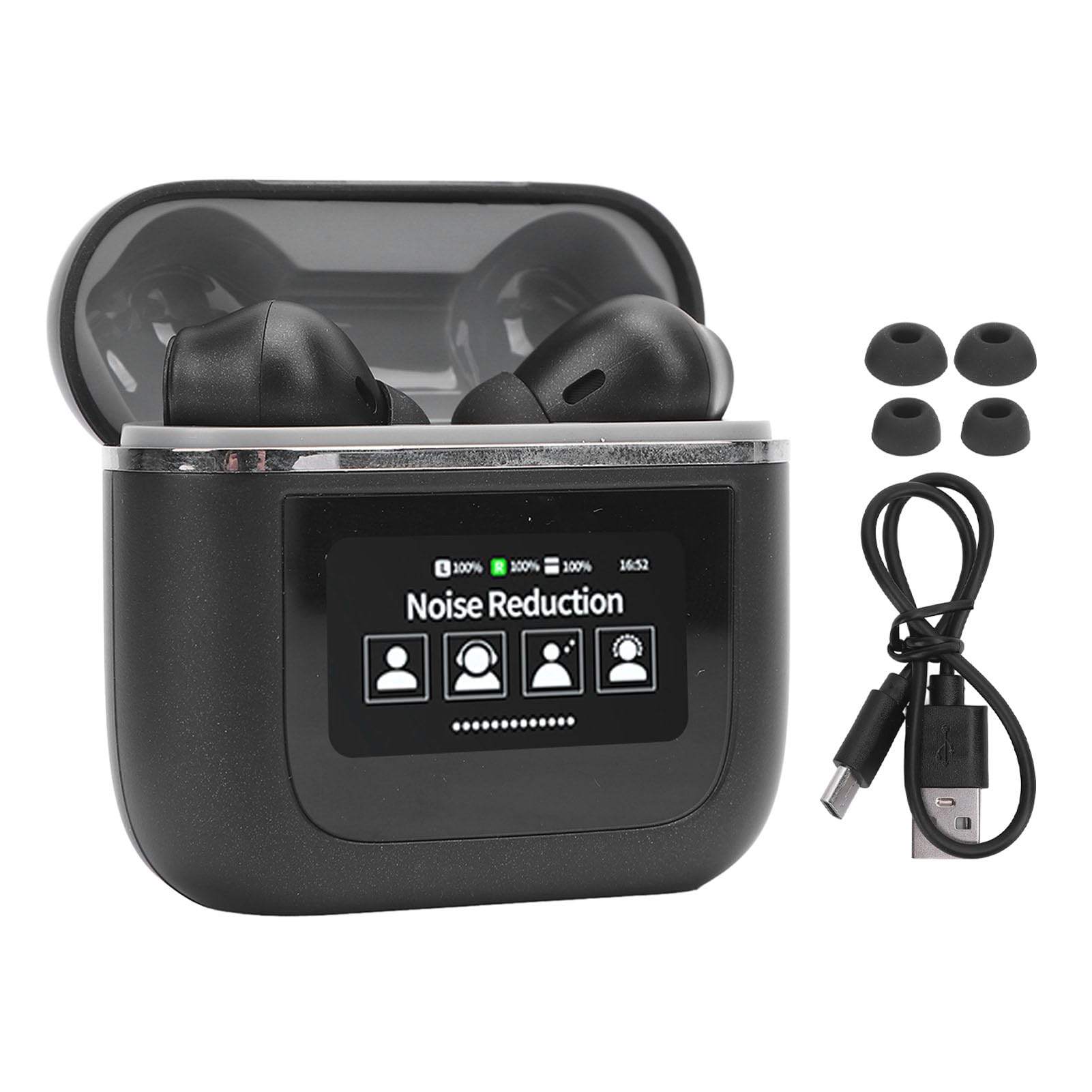 Auricolari Traduttore di Lingua Suono Stereo Avanzato in Tempo Reale 144 Lingue Auricolari per Viaggiatori (BLACK)