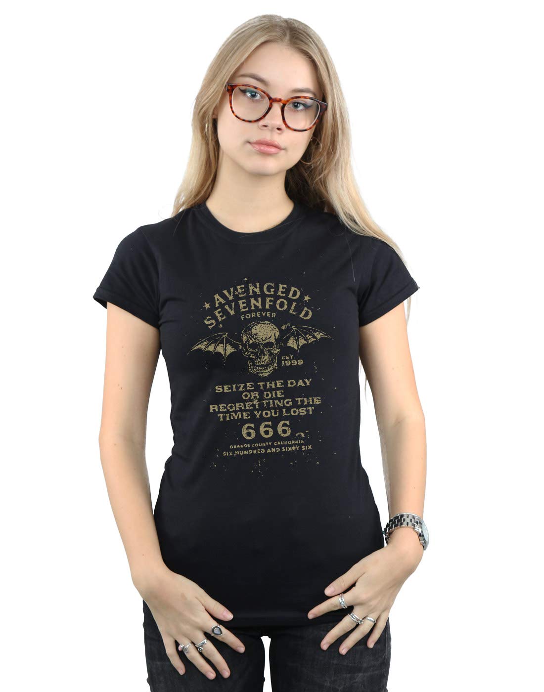 Absolute Cult Women's Black Avenged Sevenfold Seize The Day T-Shirt Large