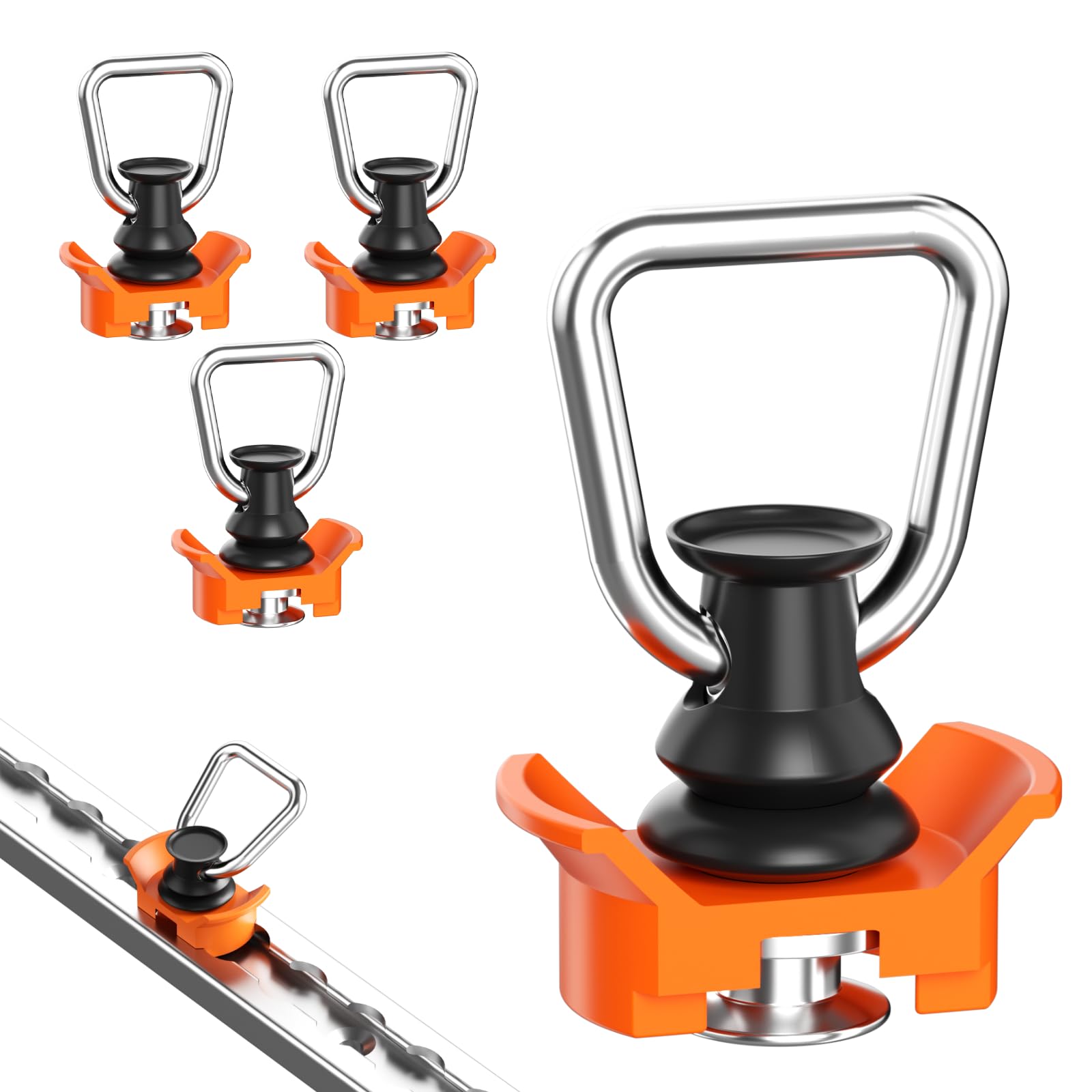 2 Ferrures D'extrémité Pour Rails D'arrimage – Crochet Aéro, Fixation Sangles De Transport, Orange