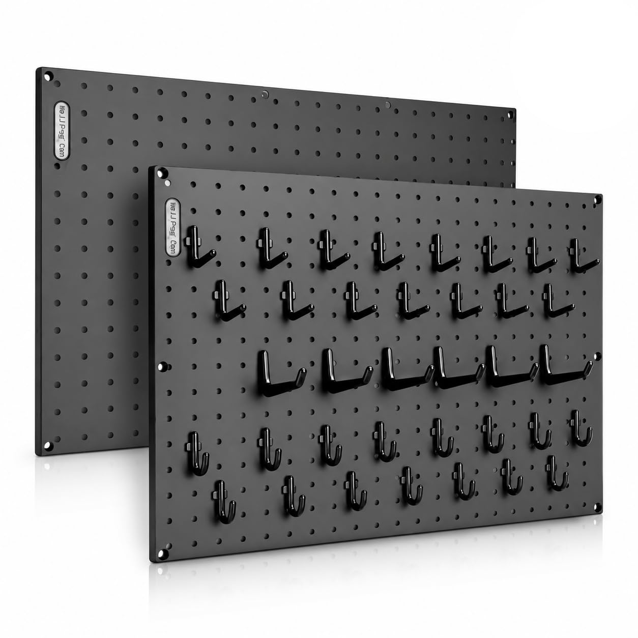 WallPeg Made in USA - zestaw organizerów ściennych do pegboardów - (PK-5B) - szerokość 122 cm - 2 panele Pegboard i 36 haczyków do tablic blokujących, organizacja garażu i organizer na narzędzia