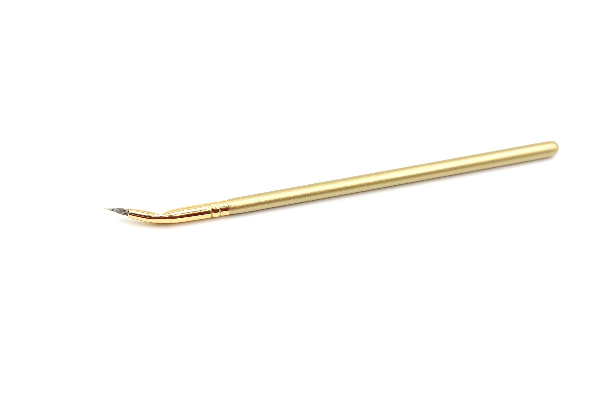 ELEGANT BEAUTY Angled Eye Liner Brush With Gold Plating Wooden Handle and Nylon Hairs