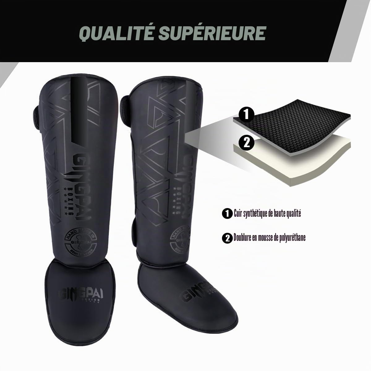 Protege Tibia Boxe,Protège Tibia Boxe,Protege Tibia Boxe Thai avec Doublure Absorbant Les Chocs pour Protéger Vos Mollets et Vos Pieds,Protege Tibia MMA pour Boxe,Muay Thai,Karaté