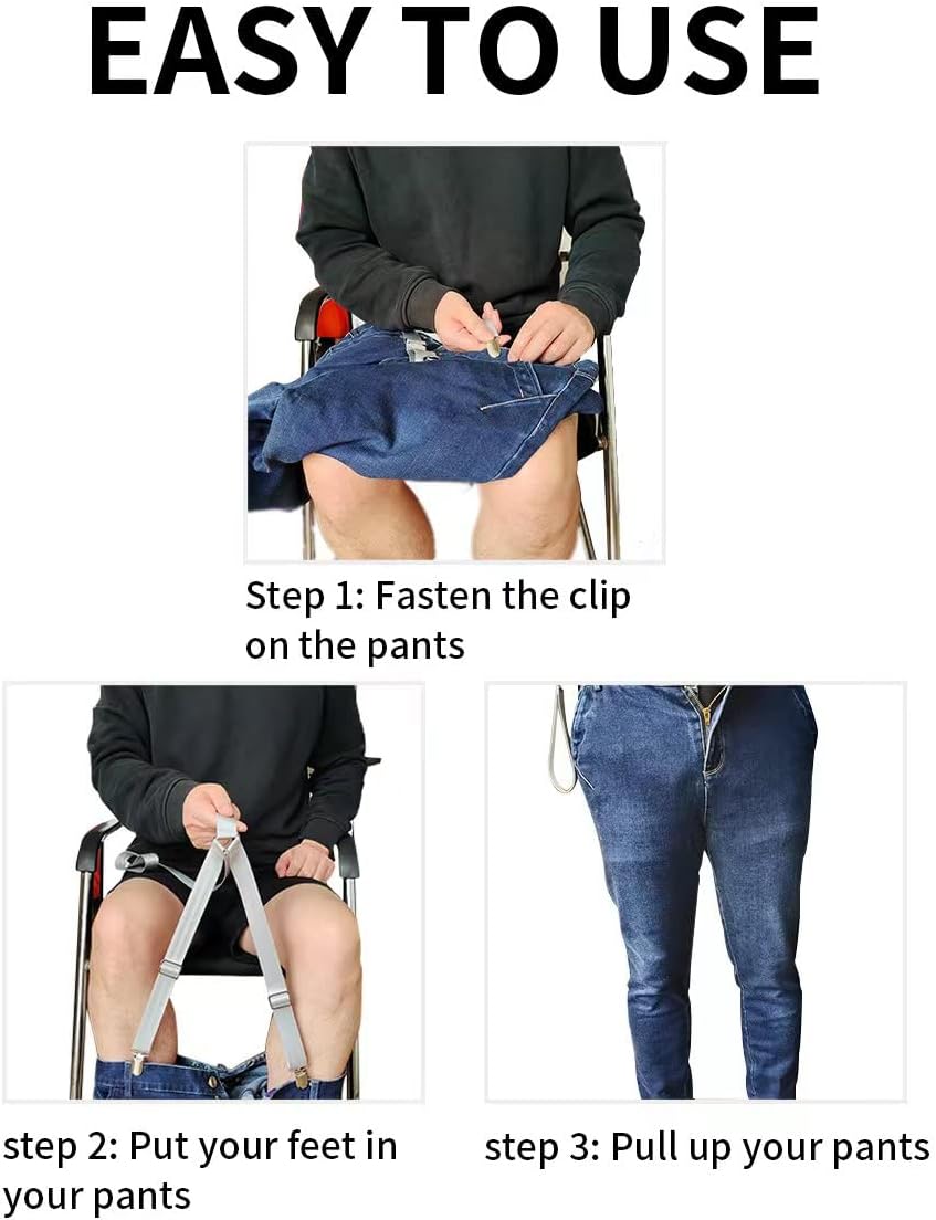 Clip and Pull Dressing Aids Pants Wearing Assist Tool Device Adjustable Clip Belts No Need Bend for Elderly Disabled Pregnant Injuries Pants Helper (Grey) image 2 of 5 B0C4F5RBV8