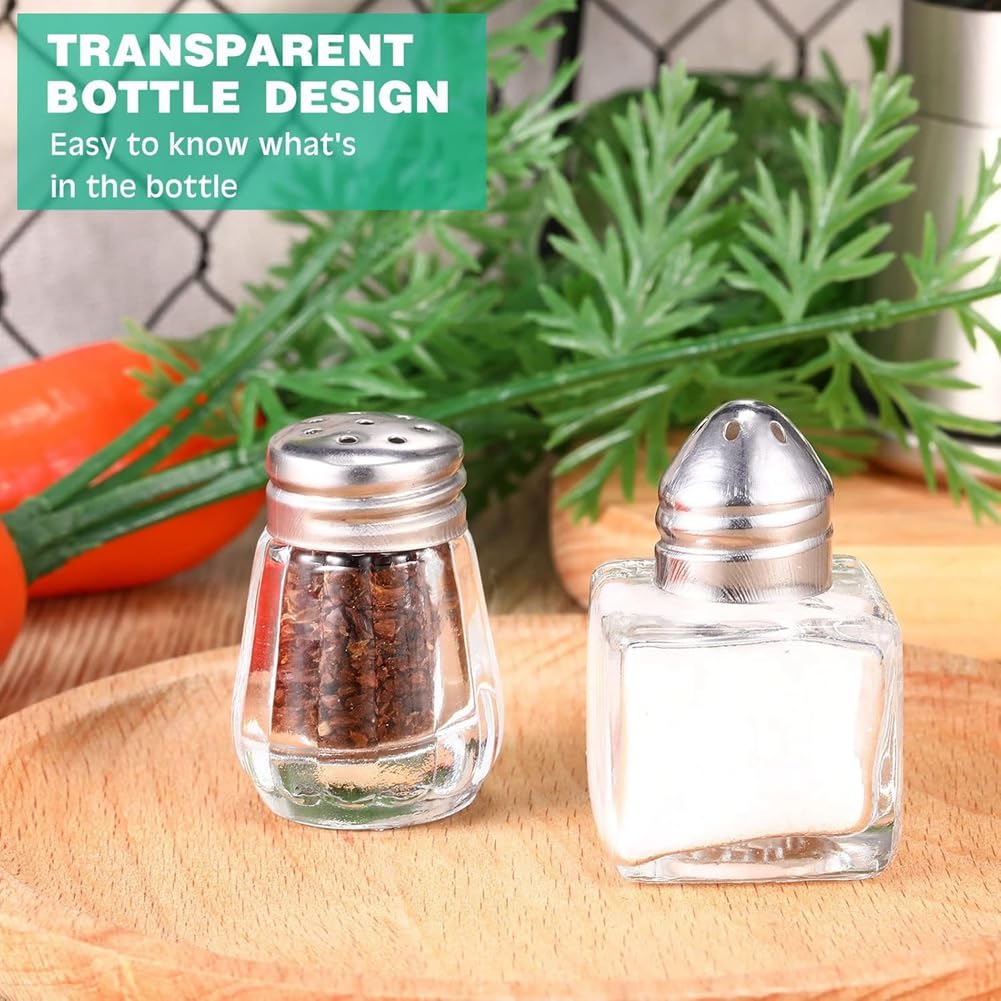 Lot De 24 Mini Salières Et Poivrières Transparentes - Verre Avec Bouchon Doré - Pour Restaurant, Pique-nique, Maison