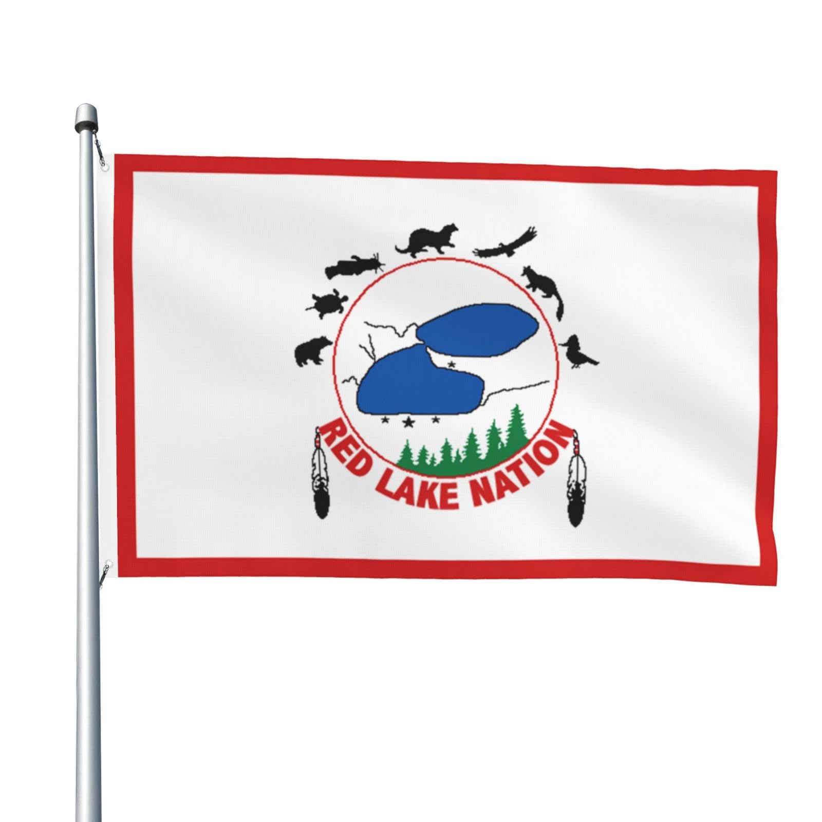 KOSPOGO Flag Of The Red Lake Nation Flag 4x6 Ft Double Sided Flag Durable Outdoor Flags Patio Banners Indoor Decorative Flag Funny Flags 4by6 Flags