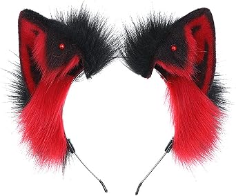 Faylay Women Furry Cat Ear Animal Ears Headband Ribbon Decor