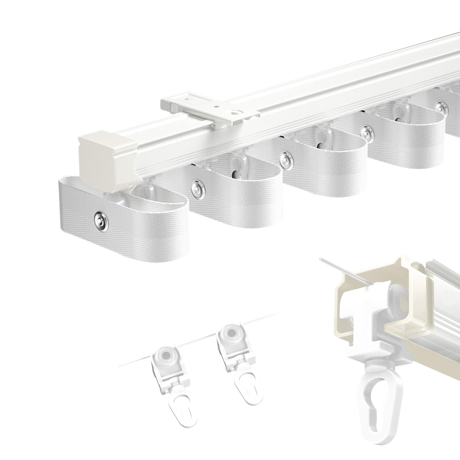 Wytrzymała szyna do montażu na wodzie ze stopu aluminium, prosty system K, do montażu pojedynczego typu O, 7,6 cm, ulley Ser entine, cichy, biały