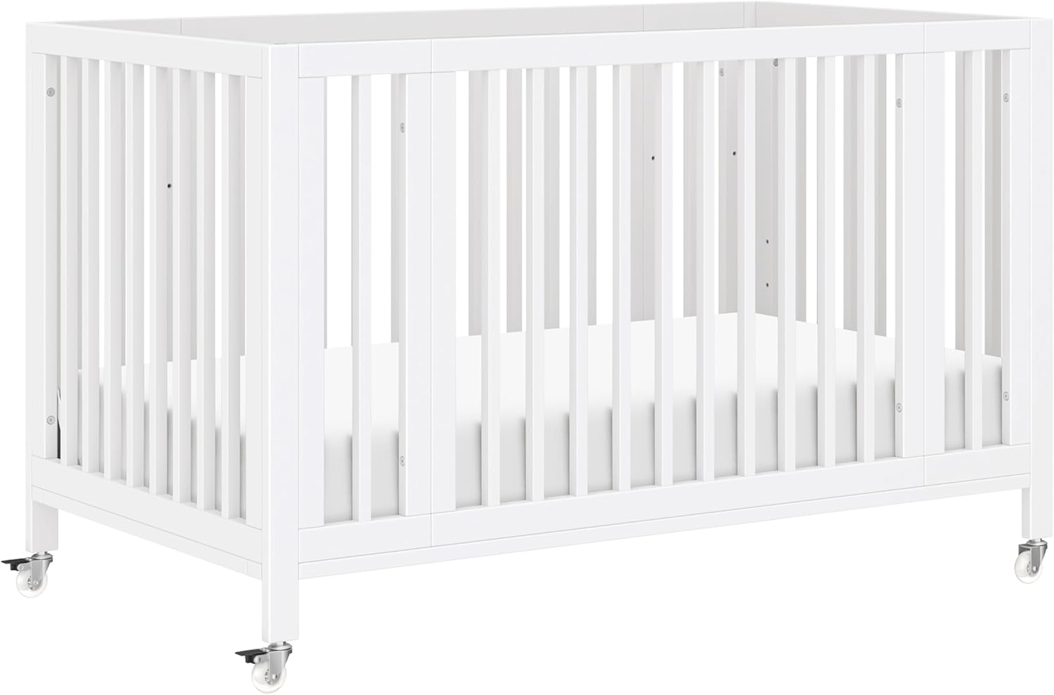 babyletto rolli 9-in-1 convertible baby crib w/wheels - includes pad & conversion kits for bassinet, standard crib, toddler bed, daybed & junior bed - greenguard gold - 3 adjustable heights - white