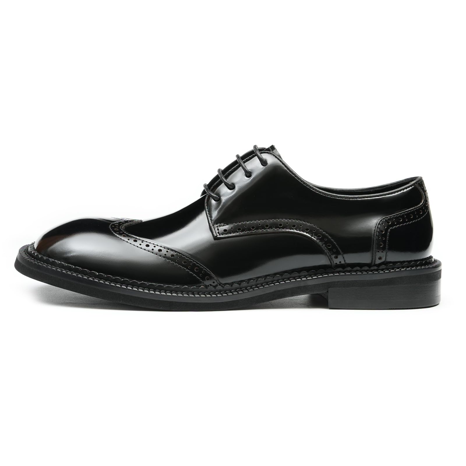Derbys Business Casuale Punta Rotonda da Uomo Scarpe Eleganti Stringate Formali Matrimonio Ufficio Scarpe da Abito in Pelle Comode Traspiranti