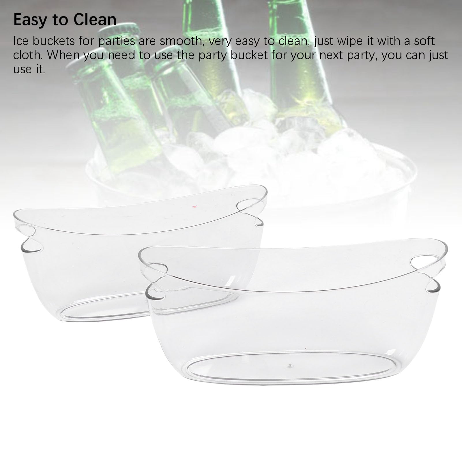 2-teiliges transparentes Eiskübel-Set, 5 l, großes Fassungsvermögen, PET-Getränkebehälter mit 2 Schaufeln für Wein, Champagner, Bierflaschen, ideal für Partys, Zuhause, Bar