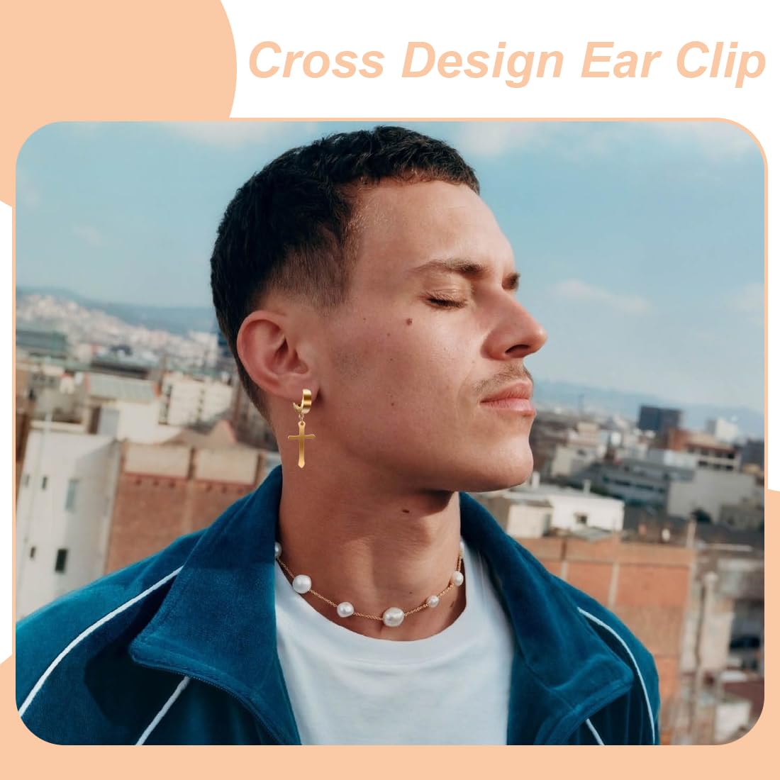 3 pares de pendientes de cruz, pendientes colgantes de cruz, acero inoxidable, pendientes de clip, juego de pendientes punk para hombre y mujer (negro, plateado, dorado)