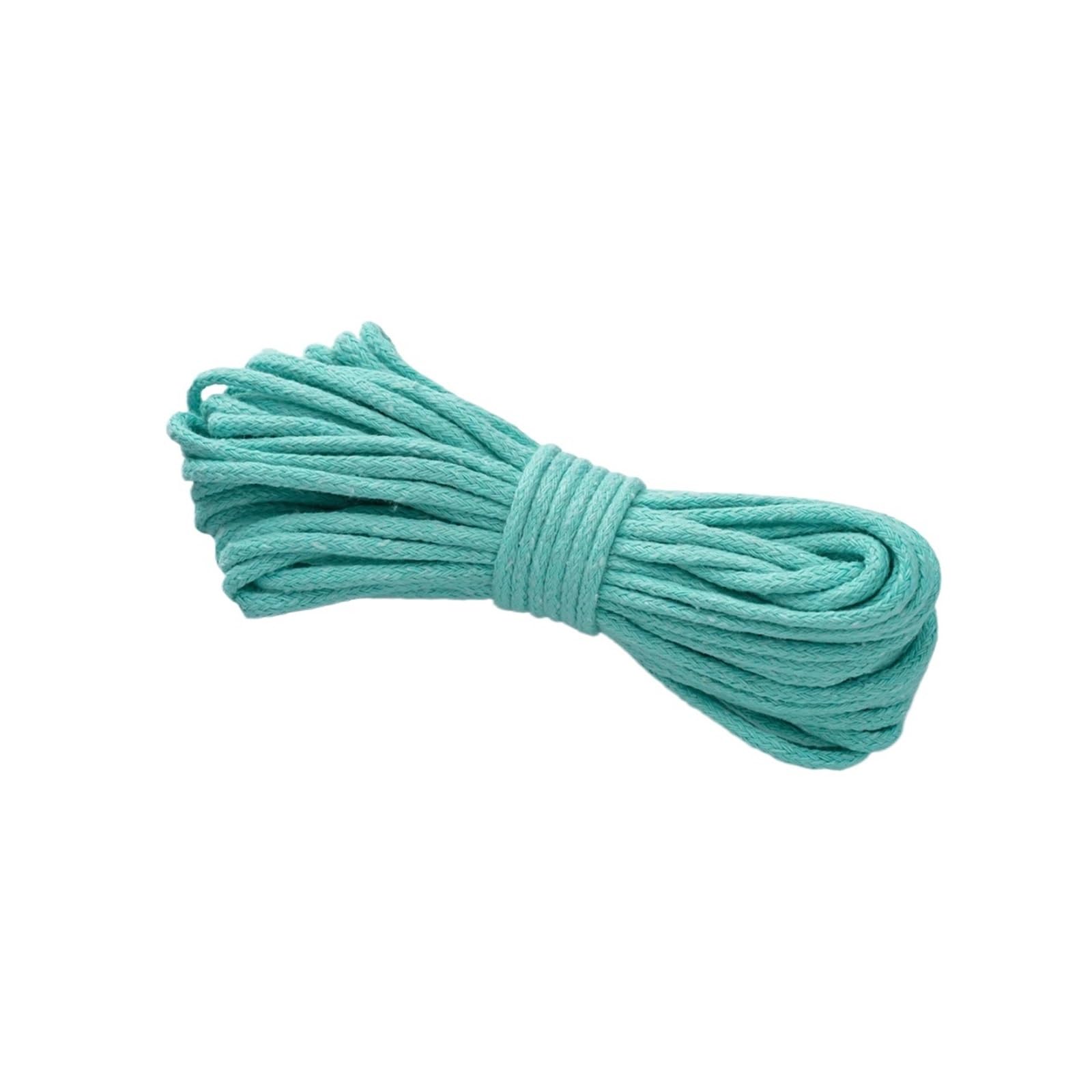 Cotton Macrame Cord 10Meters/roll 3.0mm Braided Cord for Cotton Macrame Rope Crochet Weaving Knitting Small Bundle Packs DIY(Cyan)