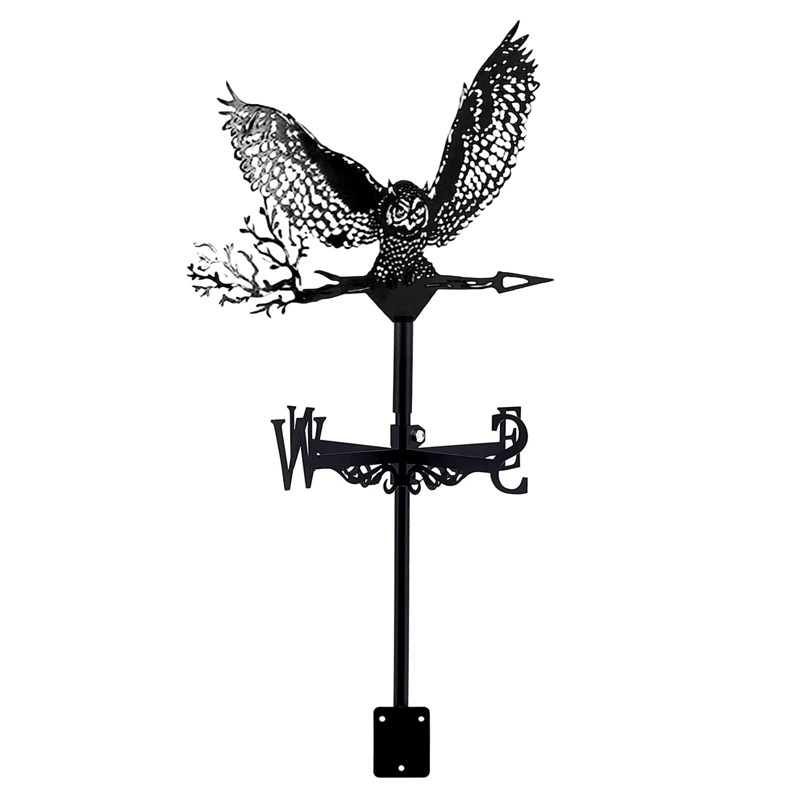 WIQUYBML Owl Weather Vane Stainless Steel wind vane Retro Farm Scene Garden Stake weathervane, Decorative Wind Direction Indicator for Outdoor